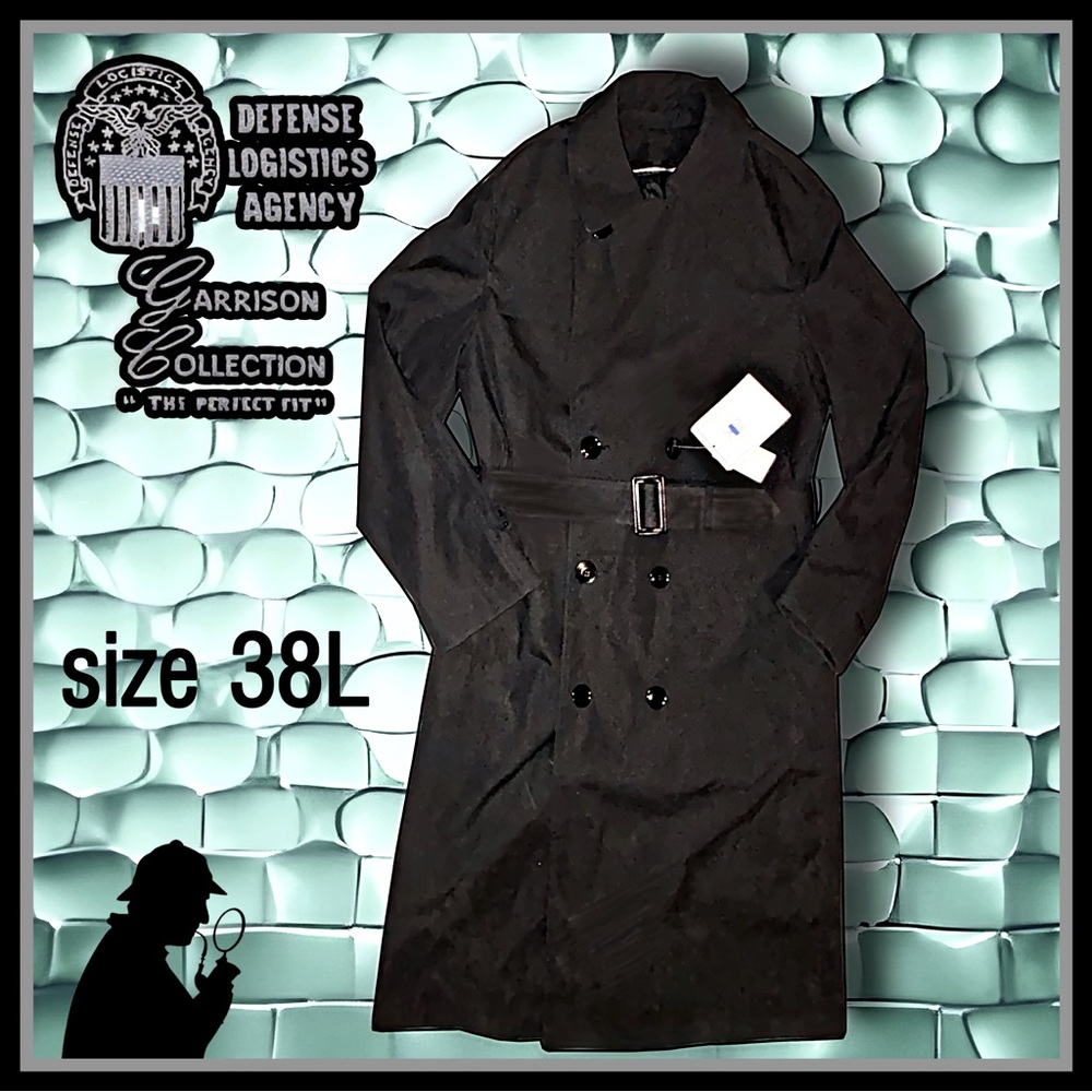 *NWT* DEFENSE LOGISTICS AGENCY- US military black trench coat JACKET size 38L